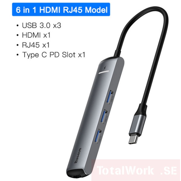 Baseus USB C HUB 6 in 1 HDMI RJ45 HUB