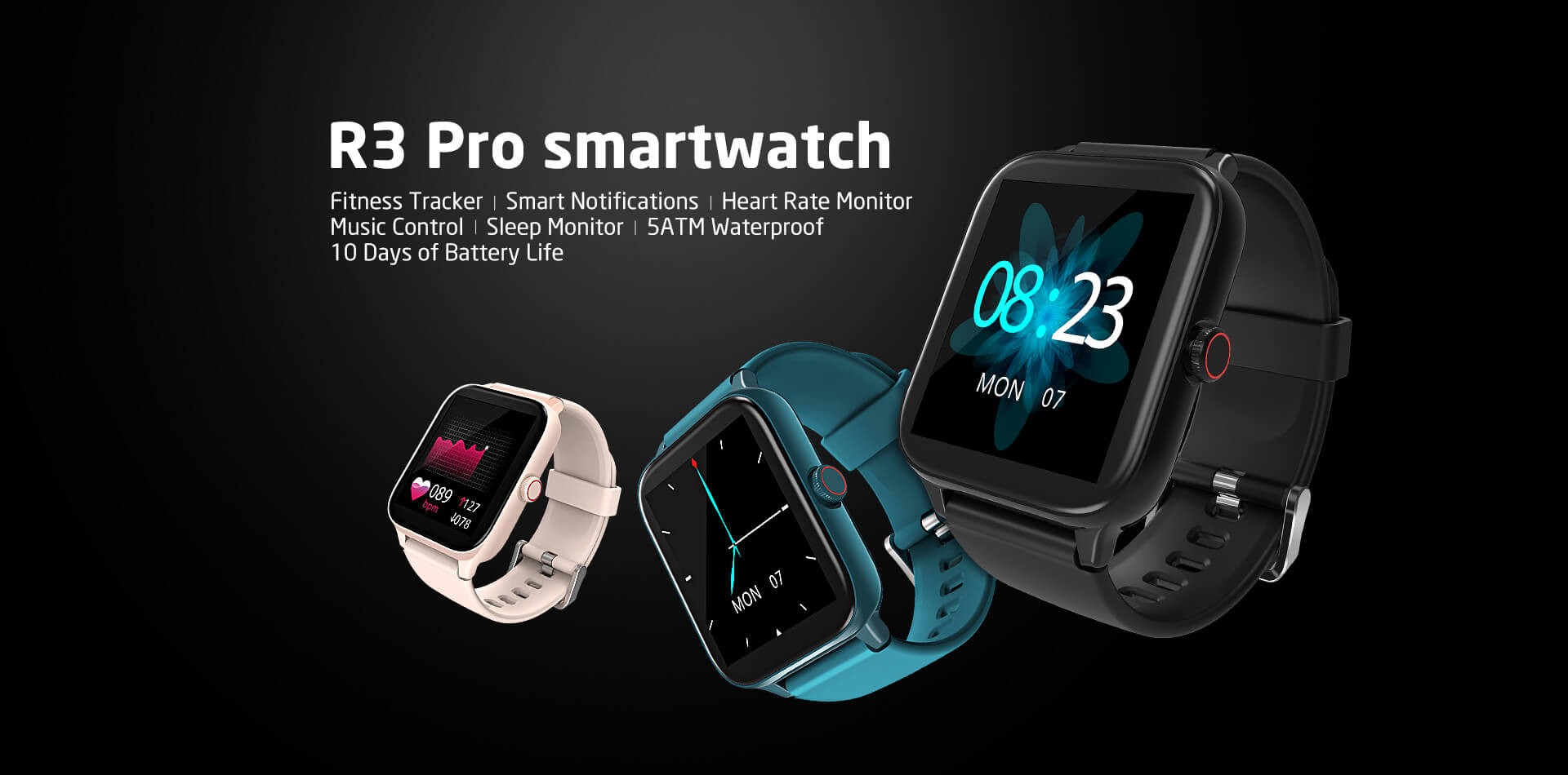 Blackview R3 Pro Heart Rate Smartwatch - Svart - TotalWork.se